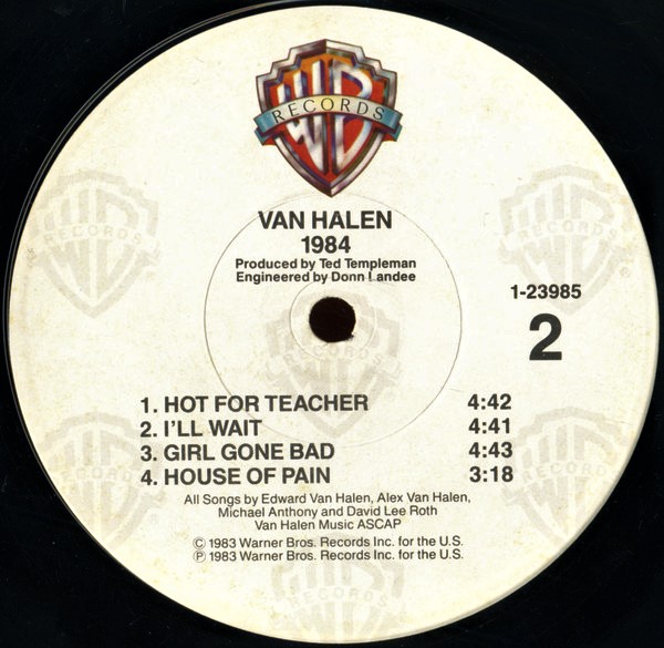 Van Halen 1984 First Year Pressing 1984 US Warner Bros.