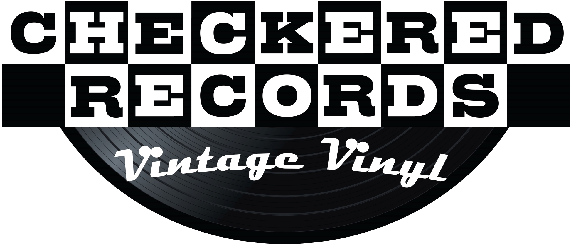 Checkered Records Vintage Vinyl Record Store Logo